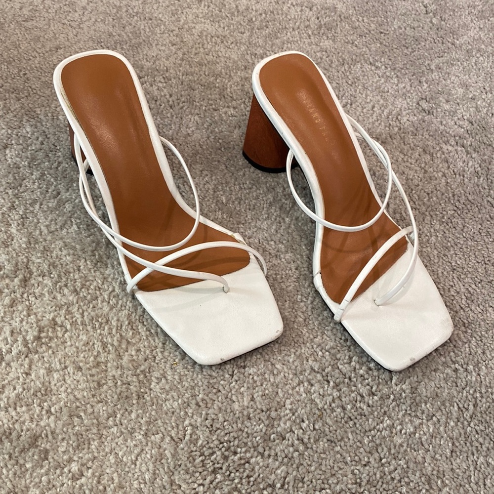 White vegan leather heels